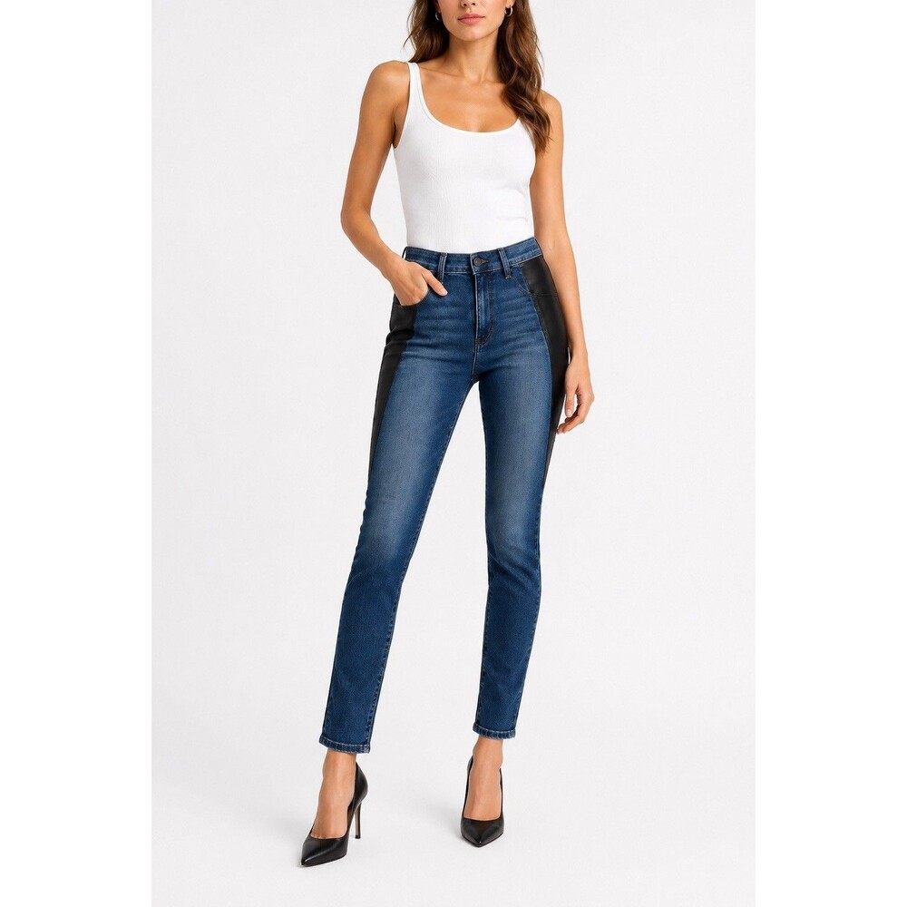 RAG & BONE Jean for INTERMIX High Waist Denim Genuine Lam Leather Sexy Jean 29
